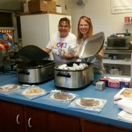 Kim Christner working in the canteen at a Relay for Life event.